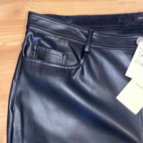 HALOGEN Nordstrom Faux Leather Straight Leg‎ Trousers Black Pants -Size 18W NEW - Picture 3 of 11